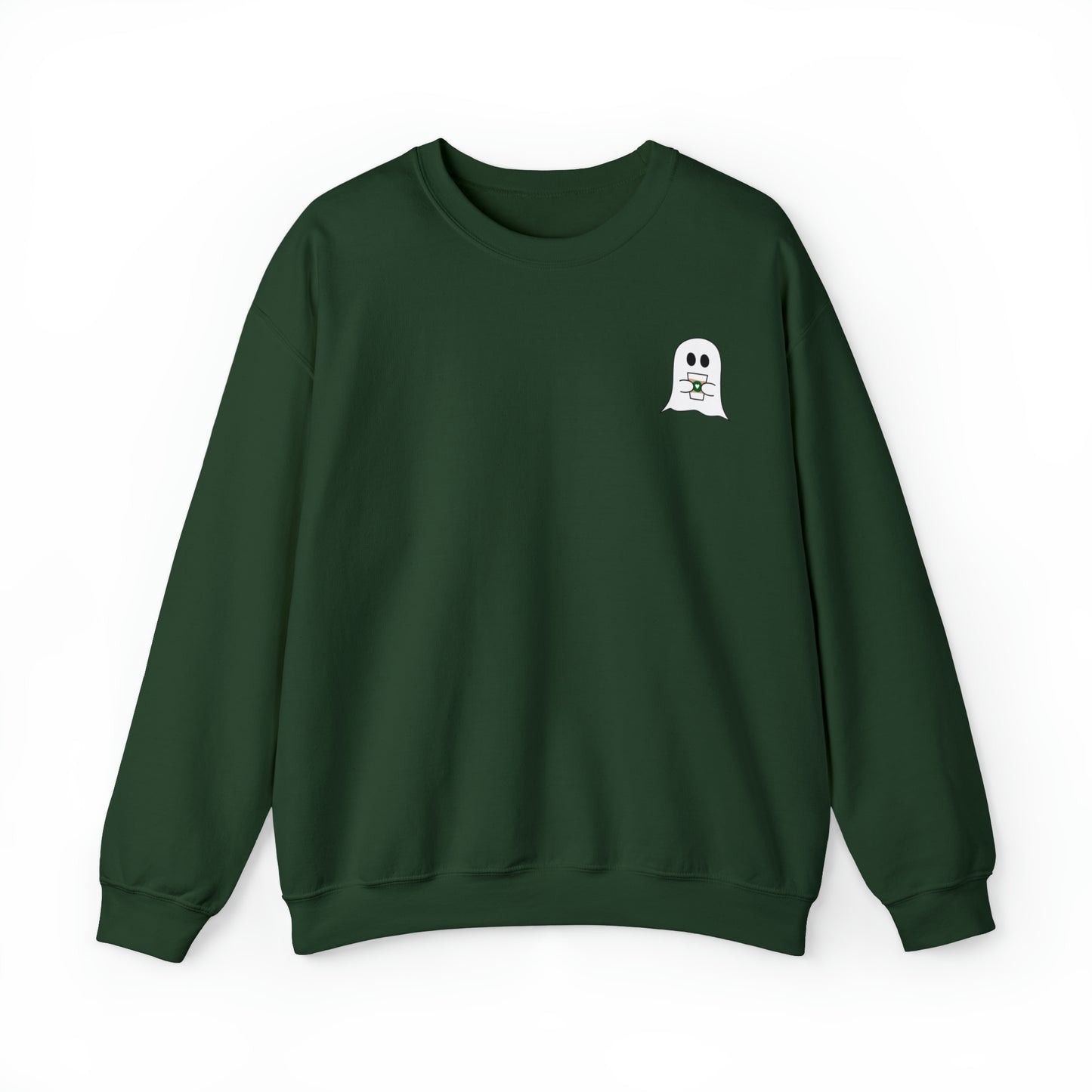 Cute Ghost with Coffee Cup - Crewneck Sweatshirt
