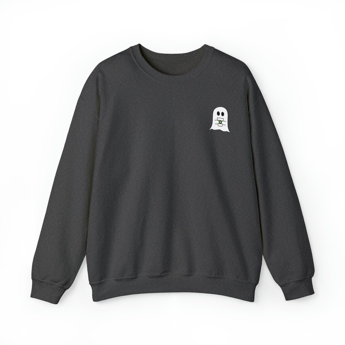 Cute Ghost with Coffee Cup - Crewneck Sweatshirt