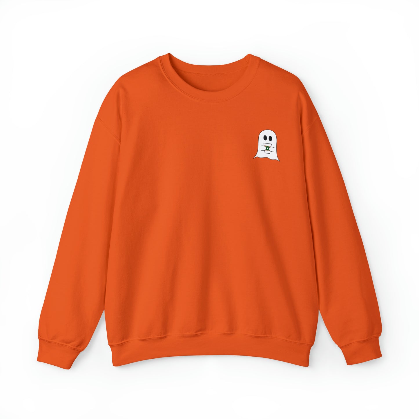 Cute Ghost with Coffee Cup - Crewneck Sweatshirt