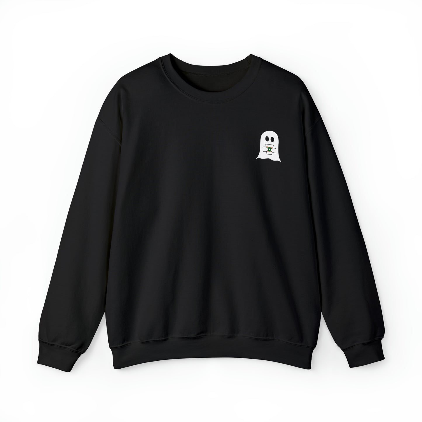 Cute Ghost with Coffee Cup - Crewneck Sweatshirt